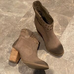 Steve Madden Taupe Ankle Booties with Stud Accents
